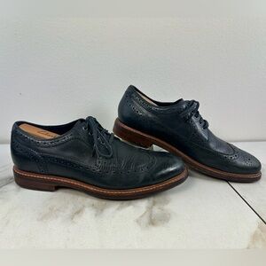 Cole Haan Navy Leather Wingtip Derby Dress Shoes, Sz 9.5